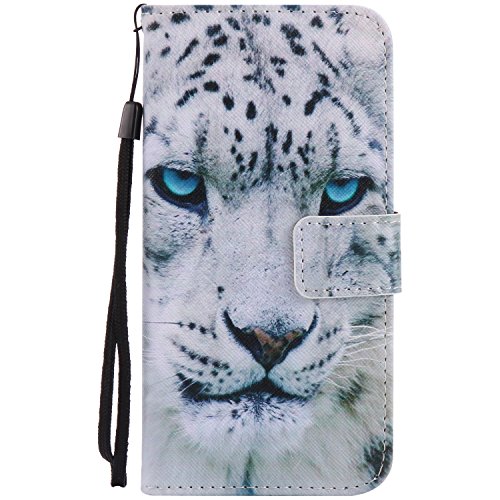 Feeltech Samsung Galaxy S7 Edge Hülle PU-Leder und Brieftasche Bunte Muster Fall mit Magnetverschluss, Hybrid-Kickstand mit Stand-Funktion, schlagen Sie schützende weiche TPU Stoßstangenabdeckung und Kreditkartenhalter für Samsung Galaxy S7 Edge Handgelenk Bügel-Buch-Art-Geldbeutel-Tasche mit 2 In 1 Berühren Sie Stift – White leopard - 2