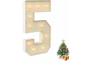 Garbenat LED Zahlen Lampe 5" Nummer Licht Upgraded 3D Geburtstag Dekoration Lichter Light Up Zahlen mit 10 x LED-Birnen Einfache Montage 100m Groß Zahlendekoration für Geburtstag, Jahrestag Party-5