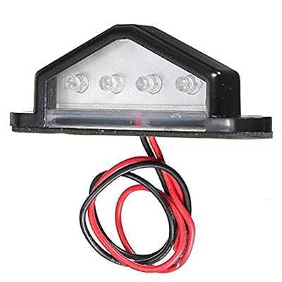 TOOGOO(R) Truck Nombre Feu de plaque - TOOGOO(R)10-30V 4 LED Ampoule Lampe Feu de Plaque Lumiere Blanc Remorque Camion
