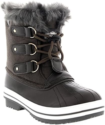 Unisex Kids Pull On Drawstring Closure Winter Snow Rain Boots