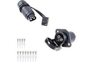 Feuunly Enchufe Remolque 3 Pines Y Zócalo Remolque 3 Pines 12V, Conector 3 Pines Impermeable Remolque, Adaptador Enchufe Remolque Conector 3 Pines, Para Tractor Camión RV Remolque(2 Puntos De Montaje)