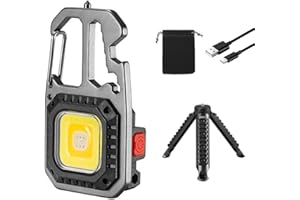 GIGIIS Mini LED Arbeitsleuchte Inspektionsleuchten Wiederaufladbare Notlicht 7 Modi 800 Lumen COB Schlüsselanhänger-Taschenlampe mit Flaschenöffner Camping Zubehör für Camping Reparatur