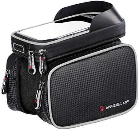 New 6.2 Inch Waterproof Touch Screen Bike Bag Front Frame Top Cell Phone TPU Cycling Bag MTB Road Mountain Bicycle Case Handlebar Bags , gray