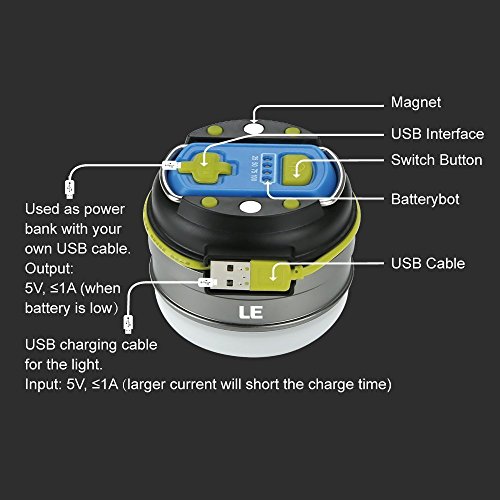 LE Campinglampe USB aufladbar IPX4 wasserfest 3000mAh Powerbank neutralweiß 3 Lichtmodi campinglampe mit akku laterne camping outdoor - 2