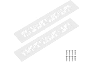 sourcing map 2Pcs Aluminum Alloy Air Vents, 250 x 50mm / 9.8 x 2" Rectangle Louvered Ventilation Grille Cover with Mounting Screws for Door Cabinet Wardrobe, White