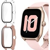 KUSINHOKA [2 Pack Case for Amazfit GTS 4, Anti-Shock Case with Tempered Glass Screen Protector, HD [Anti-Scratch] Full Protec