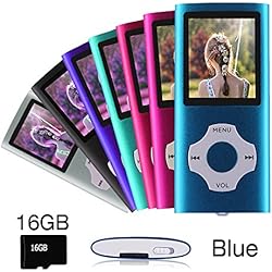 Ueleknight Lecteur MP3 MP4 avec Carte Micro SD 16G, Lecteur de Musique Numérique Portable/Vidéo/E-Book/Visualisation d'images, Lecteur de Musique économique avec écran de 1,8 Pouces，Bleu