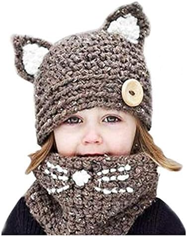 Z-YQL Winter Kids Warm Cat Animal Hats Knitted Coif Hood Scarf Beanies Autumn Winter