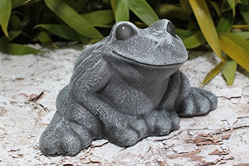 Deko-figur Frosch sitzend klein in Schiefergrau, Stein-figur für Haus und Garten - 2