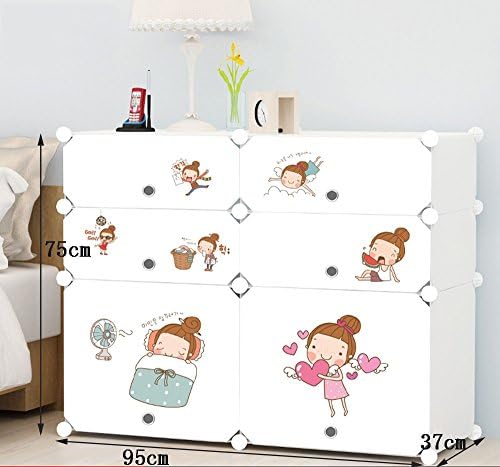 Bedside cabinet Global-DIY Cartoon Multifunction Resin ABS Plastic, Simple Modern With Doors, Simple Lockers Mini Storage Cabinets With Stickers (Size : 95 * 37 * 75cm)