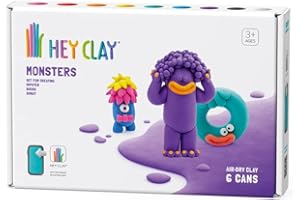 Hey Clay Monsters 2 Modellierpaste Medium Set Monster 2 Modelliermasse für Kinder im Pack mit 3 Motiven mit 6 Farben Medium 3 Monster und 6 Farben Mit interaktiver App Ungiftig