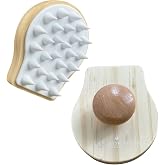 LAND OF MYTH -Lom1035 Soft Silicone Gear Scalp Massage Shampoo Shower Brush Adult Child Pet (WOOD)
