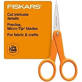 Fiskars 94817797 Micro-Tip Scissors, 5 Inch, Orange