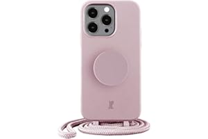 JE JUST ELEGANCE PopSockets x Just Elegance iPhone Hülle - Necklace Case - Handyhülle kompatibel mit iPhone 14 Pro 6,1" - iPhone Schutzhülle mit Abnehmbarer Kordel und Fingerhalter I Beige (Rose Breath)