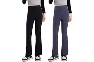 SUNVIVID Mädchen Schlaghose Hohe Taille Flare Bootcut Sporthose für Yoga Solid Freizeit Bell Bottoms Schlaghosen Bein Kinder 5-16 Jahre für Yoga, Tanz, Laufen