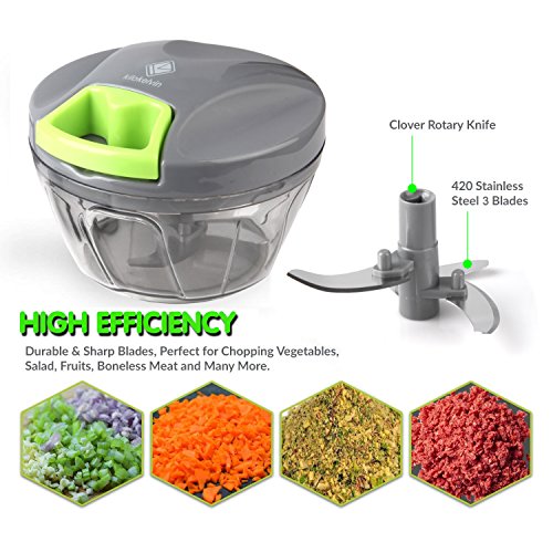 confronta il prezzo kilokelvin Mini Tritatutto Manuale/Miscelatore/Frullatore per Tagliare Frutte/Verdure/Cipolle/Salsa d'Agio/Insalata/Insalata di Cavolo/Polpettone/Salsa di Carne/Cibo per Neonati (400ML) miglior prezzo