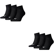 PUMA Viertelsocken 6er Pack – Schwarz, Größe 35-38, Aus Baumwolle-Polyester-Mix