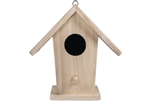 Rayher Nichoir pour oiseaux en bois, naturel, 1 pce., FSC mix Credit, 12x7,5x13cm, à suspendre, avec perchoir, à personnaliser, animalerie-62290000
