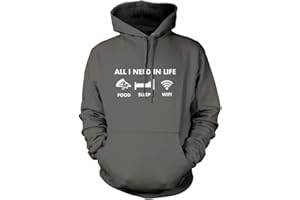 HOTSCAMP Funny Hoodie for Teen All I Need In Life Food Sleep WIFI Unisex Adults and Kids Hoodie Adulting Teenager WFH Computer Internet Hoody