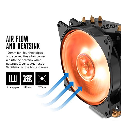 Cooler Master MasterAir MA410P RGB - Ventiladores de CPU  4 Heatpipes  1 x MasterFan AB 120 RGB Ventilador  LED RGB  MAP-T4PN-220PC-R1