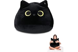 KASTWAVE Children Animal Cat Shaped Stuffed Pillow Plush Toy, Black - 21.6in