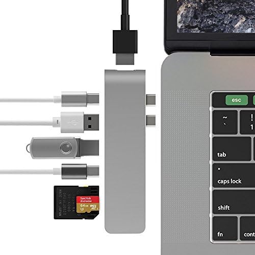 USB C Hub Adapter with Card Readers, CYMALL 7- in-1 Type-C Pro Hub to USB 3.0 Ports,Type C Charging Port,Thunderbolt 3,4k HDMI USB-C For 2016 2017 MacBook Pro 13” and 15”