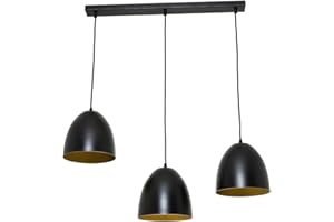 LICHT-ERLEBNISSE Hängelampe Esstisch schwarz gold Esszimmer Pendelleuchte Innen Industrial 3-flammig
