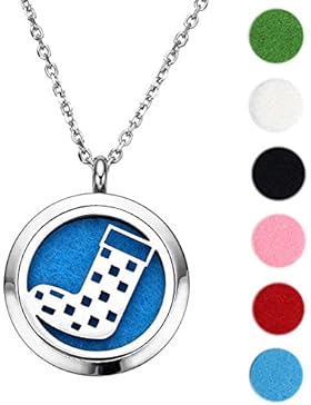 JOVIVI Edelstahl Aromatherapie Ätherische Öle Diffusor Halskette Weihnachtssocke Floating Medaillon Locket Anhänger...