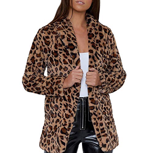 Preisvergleich Produktbild TWBB Mäntel Damen Elegant Leopard Wintercoat Kapuzenpullover Wintermantel Frauen Trenchcoat Drucken Slim-Fit Hülse Jacken Windbreaker Herbst Winter Bequem Outwear