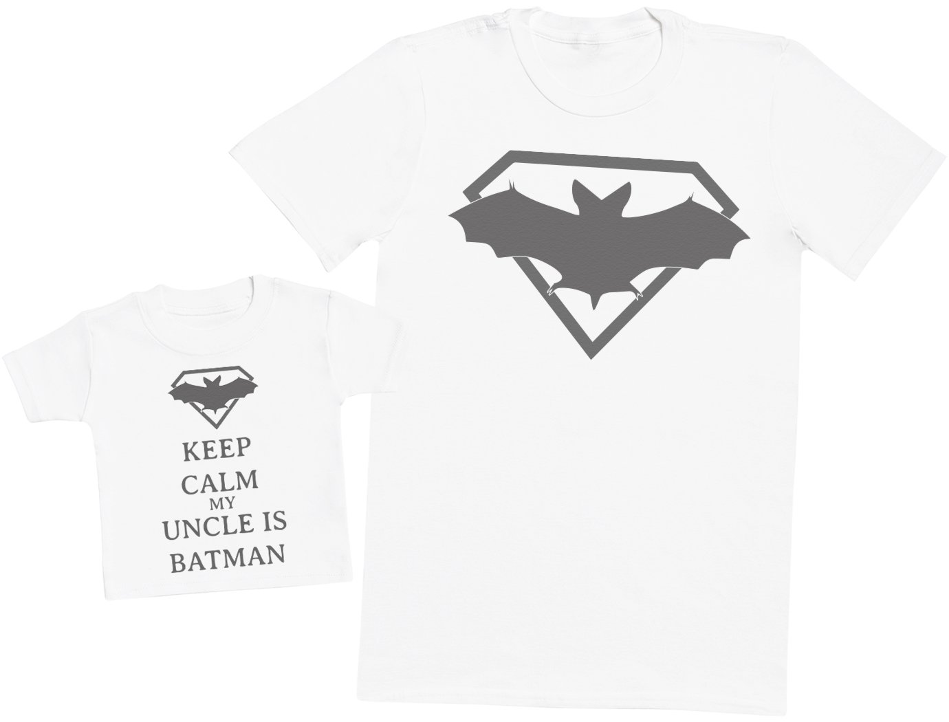 Keep-Calm-My-Uncle-is-Batman-Passende-Vater-Baby-Geschenkset-Herren-T-Shirt-Baby-T-ShirtBaby-Top-Wei-XX-Large-1-2-Jahre