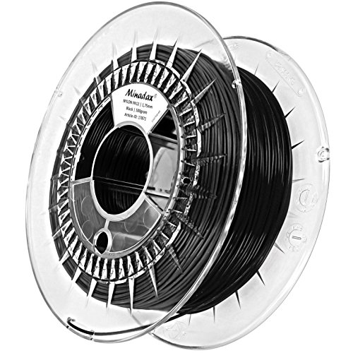 Minadax® 0,5kg Premium Qualitaet 1,75mm NYLON-Filament schwarz fuer 3D-Drucker hergestellt in Europa