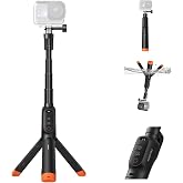 TELESIN Bluetooth Y&uuml;zen Selfie &Ccedil;ubuğu Tripod, DJI Osmo Action 6 5 Pro 4 i&ccedil;in Su Ge&ccedil;irmez Uzatılabilir 3'&uuml; 1 Arada El Kavrama 