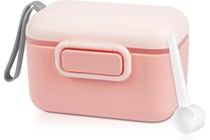 Aolso Baby Milk Powder Dispenser, 400ml Pot Formula Dispenser, Milk Powder Dispenser Pot with Sealed Silicone Ring Cover and Spoon, Baby Milk Powder Storage Container for Travel Outdoor (Pink）