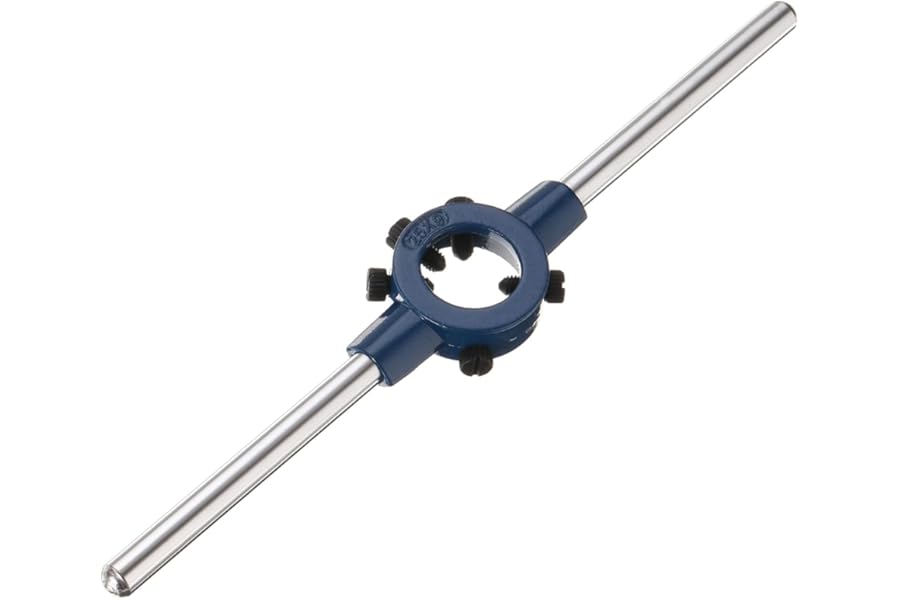 sourcing map Round Die Stock Handle Wrench 25mm(0.98") Adjustable Threading Die Wrench Handle Holder for Bolt Thread Repair Bar Tools (Fit M7-M9 Metric Dies / 25mm Outer Dia. Dies)