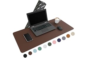WURK podkładka na biurko ze skóry poliuretanowej (PU), w zestawie klips na kabel, XXL, duża podkładka pod mysz, odporna na ślizganie się, mata na biurko, 80 cm x 40 cm, brązowa