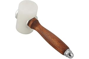 BEIKALONE Martillo de cuero para tallar, bricolaje, mazo, tubo de costura de vaca, mango de madera de nailon en forma de T de 19,05 cm