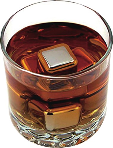 Whisky Steine Ice Cubes Set von VINENCO – 8 Wiederverwendbare Edelstahl Eiswürfel + Stoffbeutel | 8er Set Whiskey Rocks Stones - 6