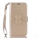 Produktbild Motorola Moto G4 / G4 Plus Hülle, Chreey Prägung [Mandala] [Indische Sonnen] Design Ledertasche Hinter Magnetverschluss Flip Case [Golden] + Brieftasche Kartenschlitz Ständer