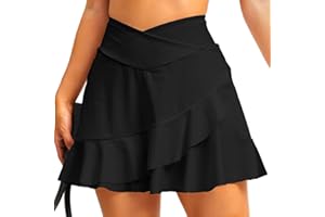 HAWILAND Women Tennis Skirt Athletic Skirts with Shorts Pleated Skirt with Pockets V Waist Skort Workout Golf Skorts