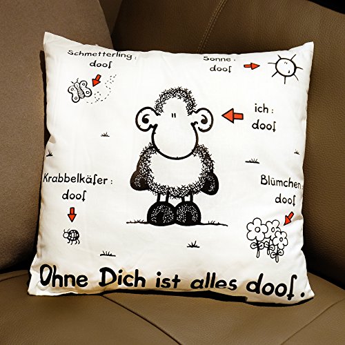 Sheepworld 40157 Kissen „Ohne Dich ist alles doof“, weiß - 2