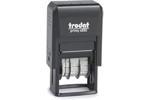 ‎TRODAT Trodat Printy 4850/L1 Datumsstempel mit Standardtext in Schwarz, Office-Text EINGEGANGEN, 4 Bänder (TT.MMM.JJJJ) Datum für 12 Jahre, Deutsch, Schrifthöhe 3,8 mm, integriertes Stempelkissen in blau-rot