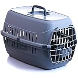 Transportbox für Hund Katze mit Metalltür und Napf 58x35x37cm bis