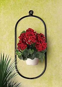 Devasmita Wall Mounted Powder Coated Iron Plant Stand Wall Planter for Balcony for Diwali Gift or Decoration (Capsule Shape)