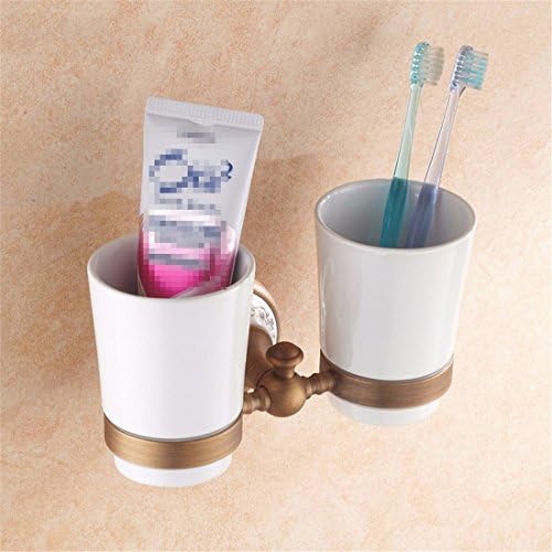 STAZSY Antique mug brass toothbrush tumbler holder Blue and white porcelain bathroomaccessories bathroom accessories the bathroom, brush glass holder