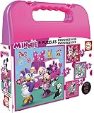 Maleta con 4 puzzles progresivos de minnie and the happy helpers junto con daisy