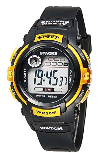 Ninjia Orologio da Polso per Bambini Tondo Orologio Digitale con Cronometro Cronografo Allarme e Luminoso - Oro