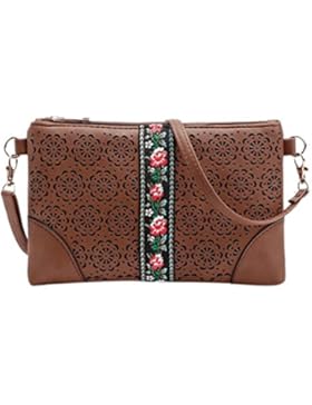BZLine® Frauen Handtaschen Schulter Messeng Blumen Tasche Hippie Stickerei Tasche
