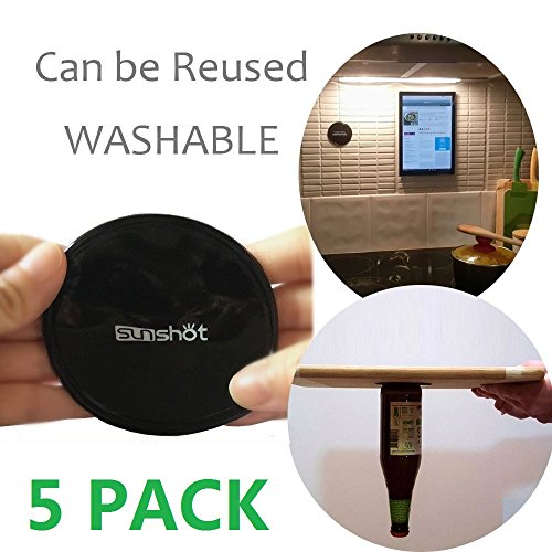 Almohadillas pegajosas antideslizantes de GEL - se pegan al vidrio, espejos, tableros blancos, metal, gabinetes de cocina o azulejo, GPS del coche y más (negro 5pack)