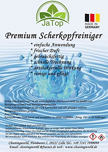 JaTop Scherkopfreiniger 2000ml Nachfüllflüssigkeit für Reinigungskartuschen.Geeignet für Braun CCR Kartuschen + gängige Kartuschen - 2