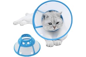 FURNRUBDEN Pet Cone,Dog Cone Adjustable Collar,Protect The Neck Surgery Recovery,for Puppies,Small Dogs and Cats (S, White,Bule)